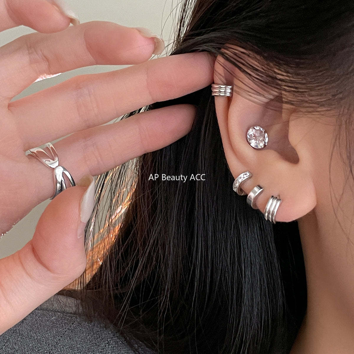 A관 - 925 은침 겹처진 코일 모양 링 귀걸이 [EH-3132.SJ] 25.12-2