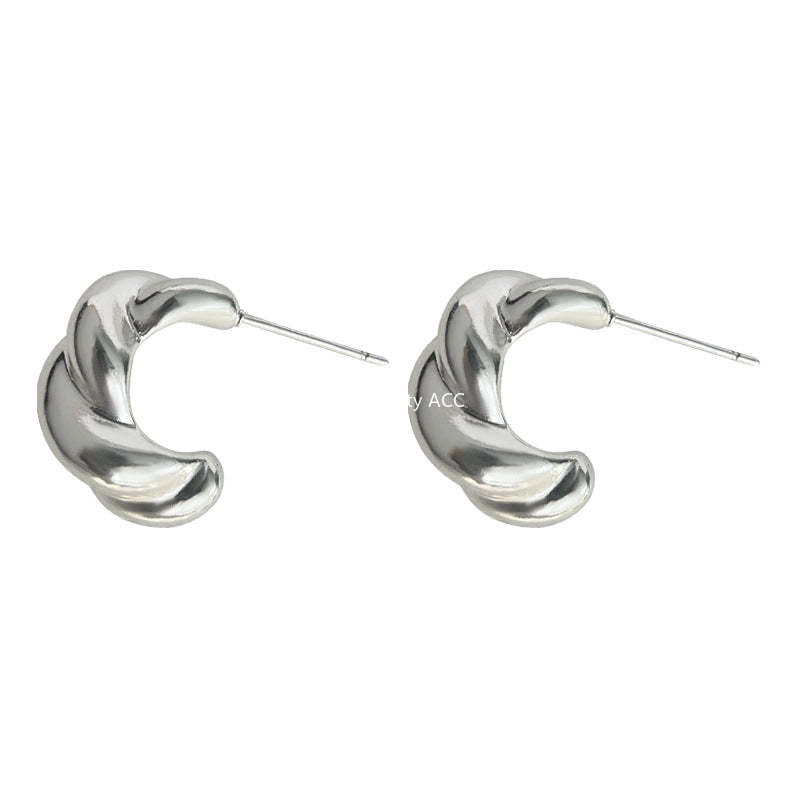 C관 - 프렌치 고급스러운 백금 도금 은침 귀걸이 [4092] 24.05-3