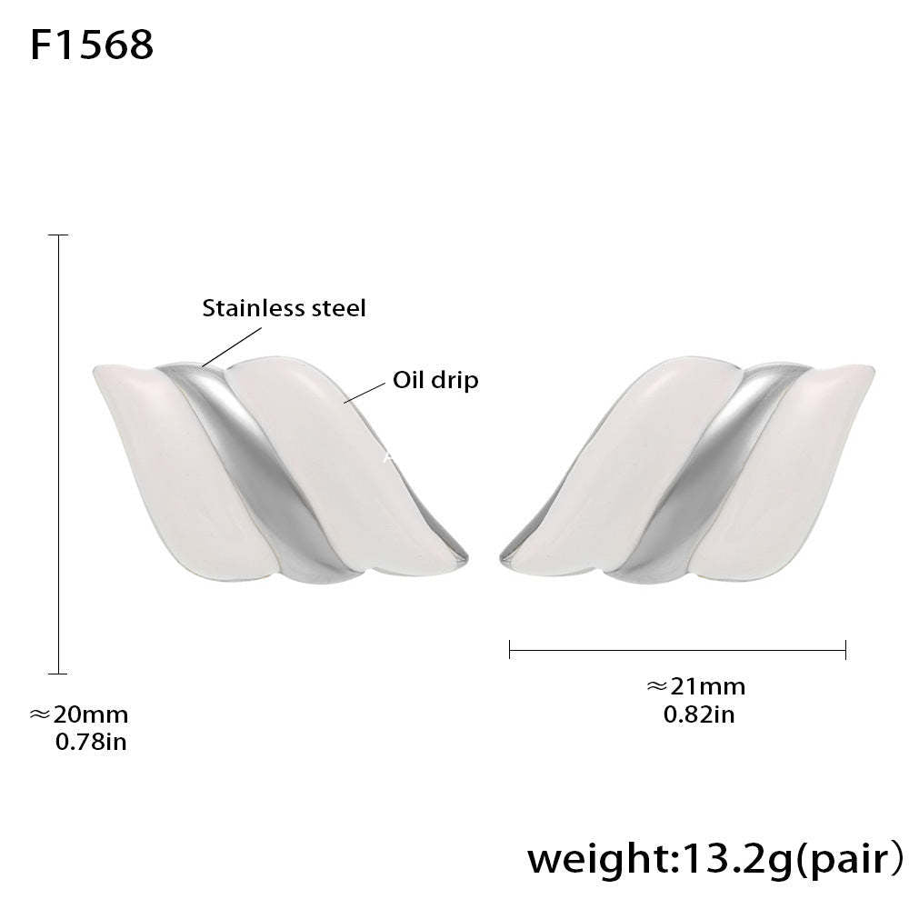 D관 - 날개 오일 코팅 18K 도금 스테인리스 스틸 귀걸이 [F1568-F1070] 25.02-1