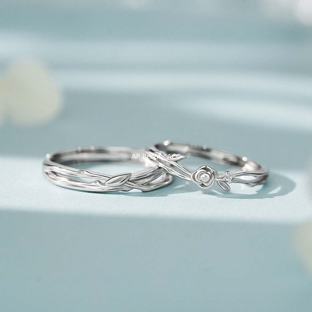 B관 - 999 실버 플라워 디자인 커플 반지 [YC5149R_1] 25.12-2