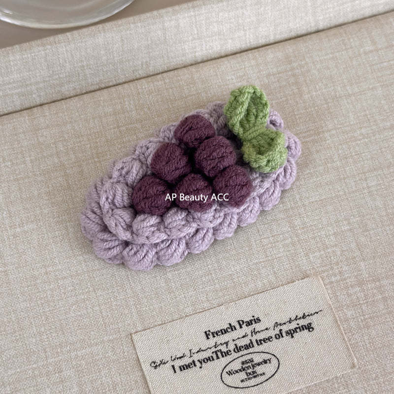 E관 - 핸드메이드 코바늘 니트 과일 디자인 헤어핀 [27629] 25.11-1