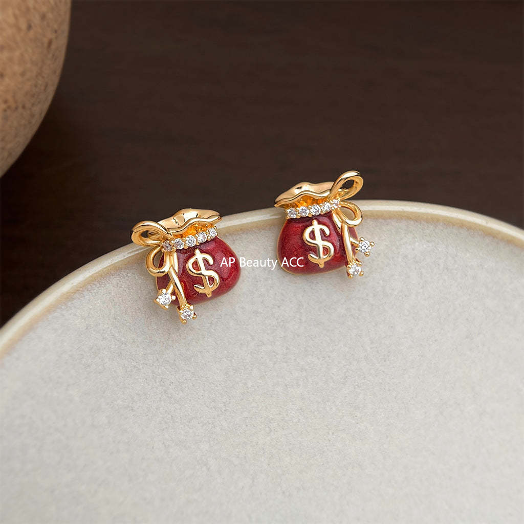 C관 - 925 은침 달러 복주머니 디자인 귀걸이 [7035] 25.11-1