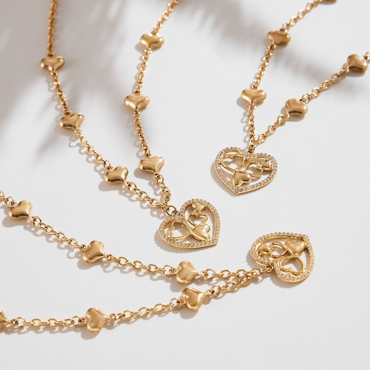 D관 - 18K 도금 스테인리스 스틸 큐빅 하트 펜던트 목걸이 [P079] 25.10-1