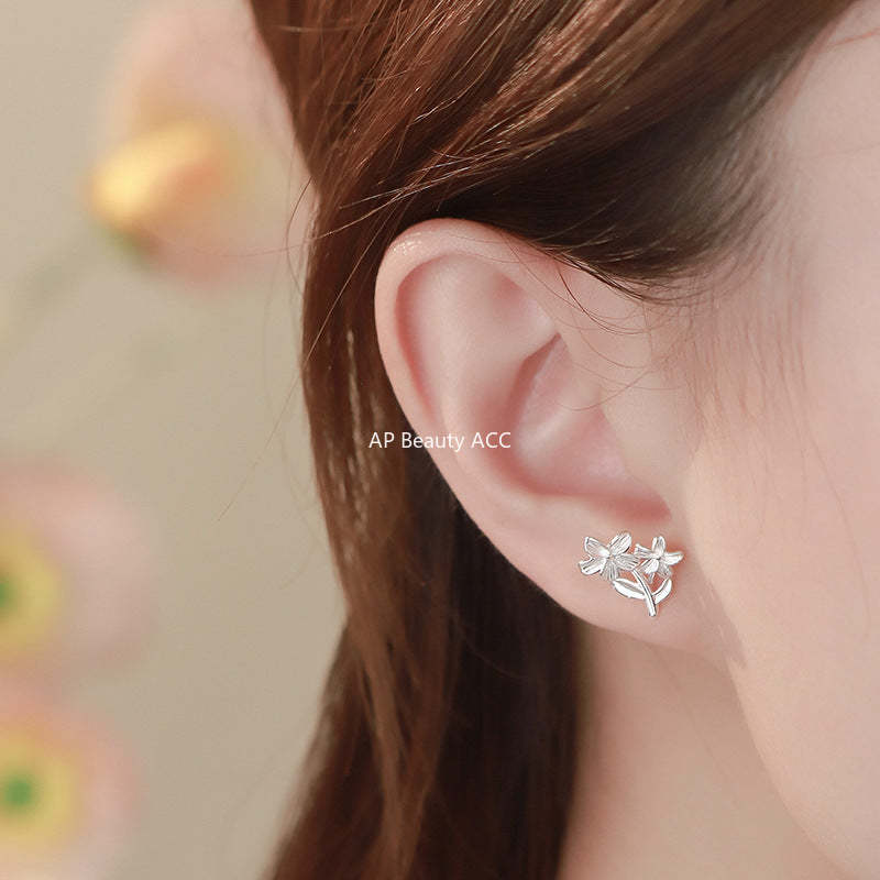 B관 - 999 실버 플라워 모양 피어싱 귀걸이 [YC2548E_2] 25.09-4