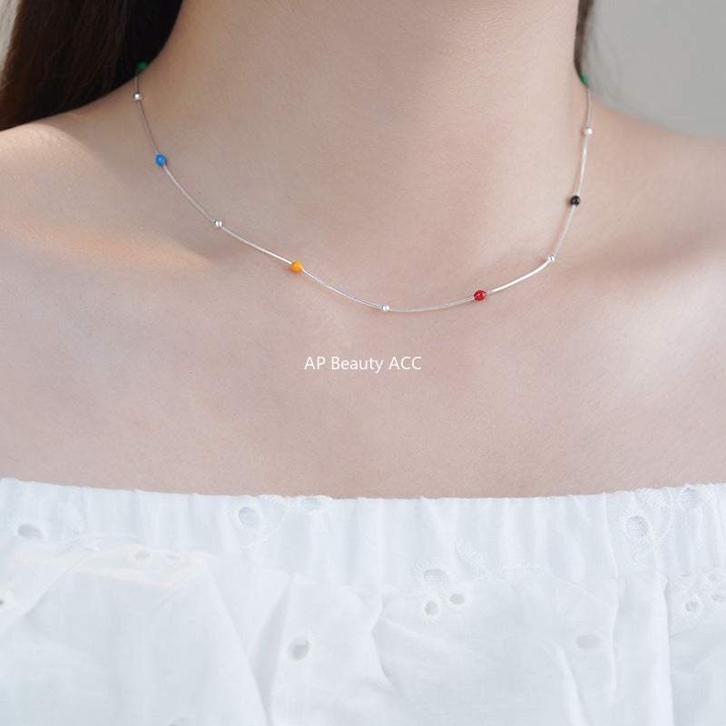 B관 - 925 실버 컬러 비즈 실버볼 목걸이 [YC2161N_1] 25.10-3