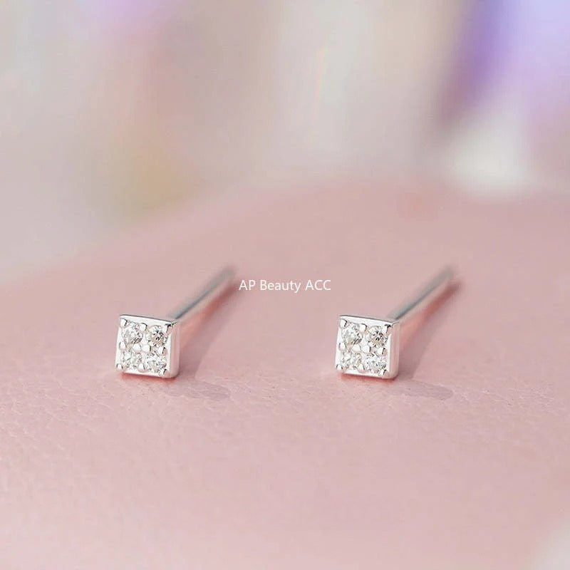 B관 - 999 실버 하트 사각 리본 원형 큐빅 귀걸이 [YC2652E_1] 25.11-1