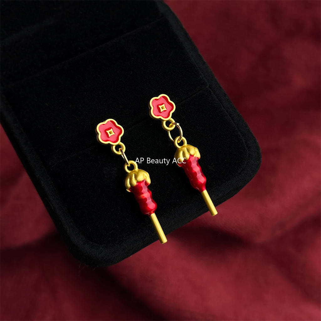 C관 - 핸드페인팅 탕후루 플라워 모양 925 은침 귀걸이 [7209] 25.12-2