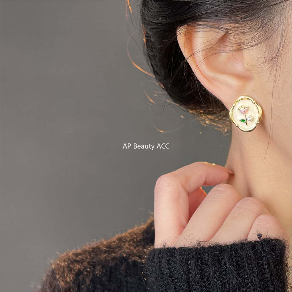 C관 - 925 은침 14K 도금 튤립 귀걸이 [5299] 25.01-3
