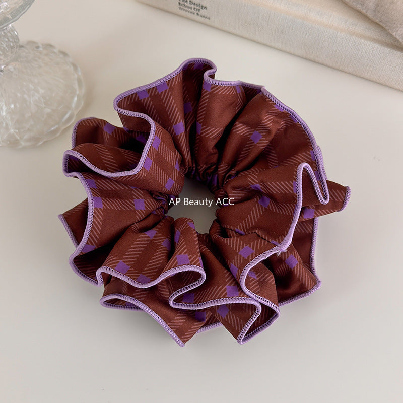 E관 - 체크무늬 디자인 대형 곱창 헤어밴드 [27536] 25.10-1