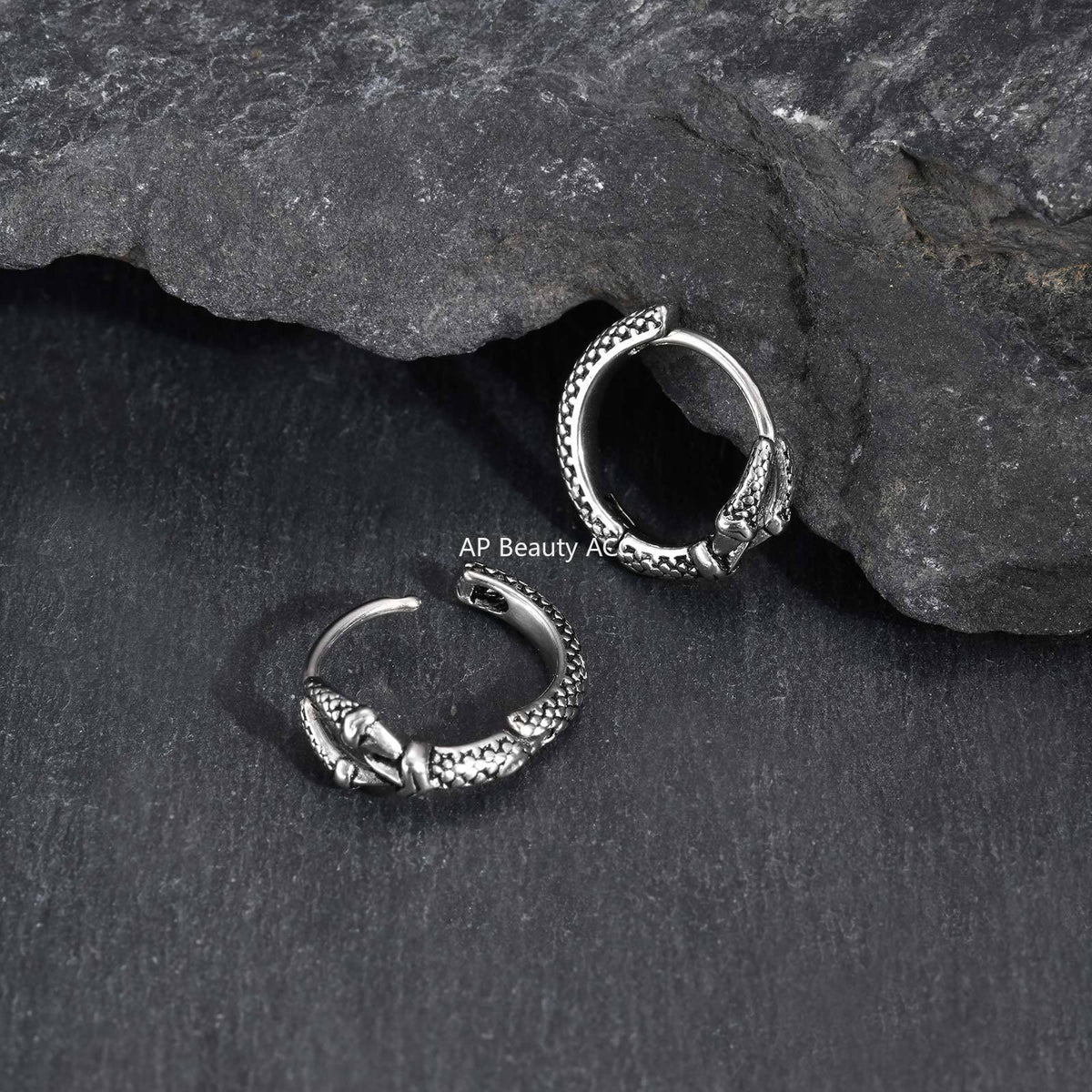 G관 - 스테인리스 스틸 뱀 형상 링 귀걸이 [EH-837S] 25.12-2