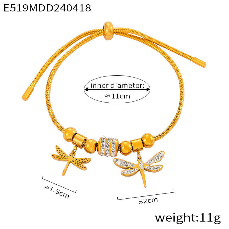 D관 - 빈티지 레트로 큐빅 장식 기하학 패턴 티타늄 스틸 도금 팔찌 [E514-21] 24.04-4