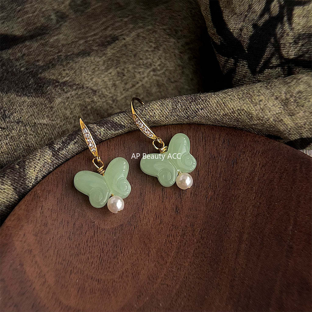 C관 - 나비 글라스 크리스탈 큐빅 감각적인 14K 도금 귀걸이 [4512] 24.07-2