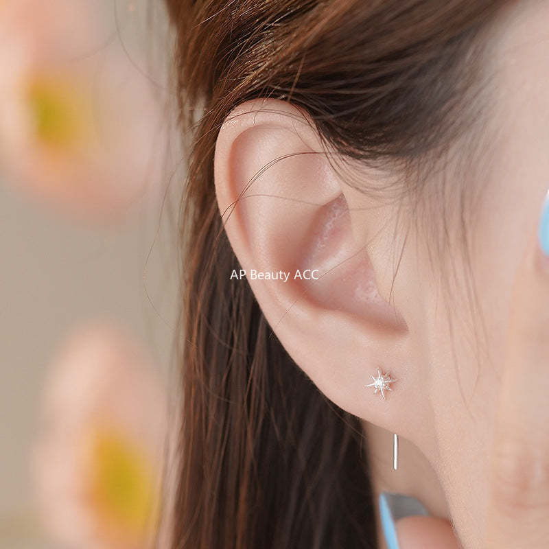 B관 - 999 실버 팔각별 큐빅 드롭 귀걸이 [YC6400E_1] 25.09-4