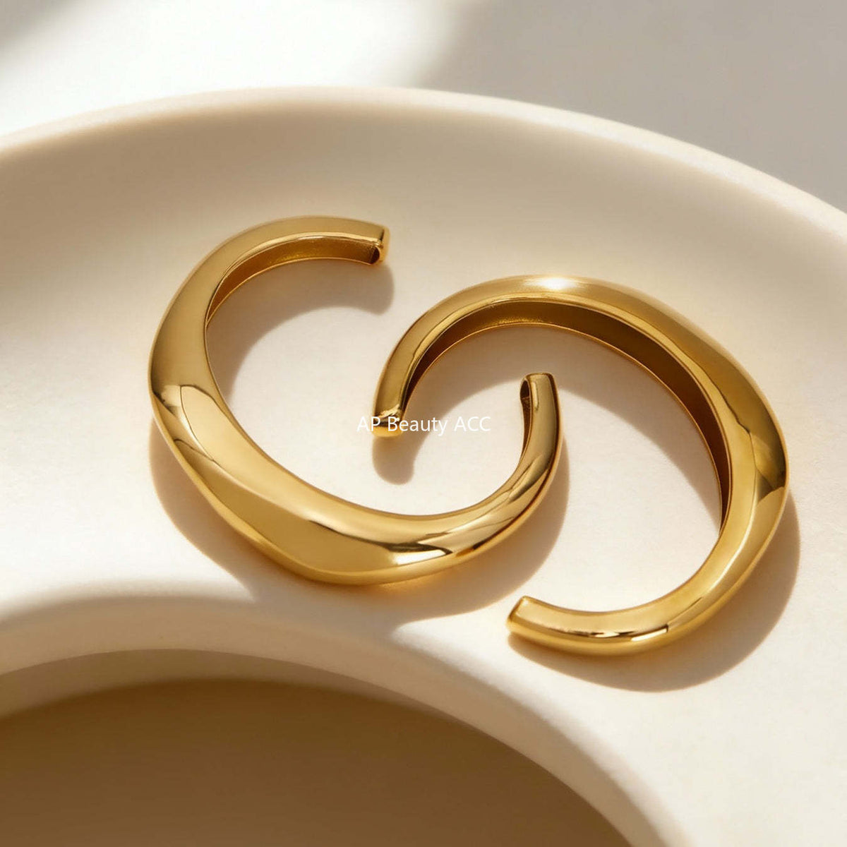 D관 - 볼드 하트 펜던트 18K 도금 스테인리스 스틸 오픈 팔찌 [Z516-Z517] 25.12-2