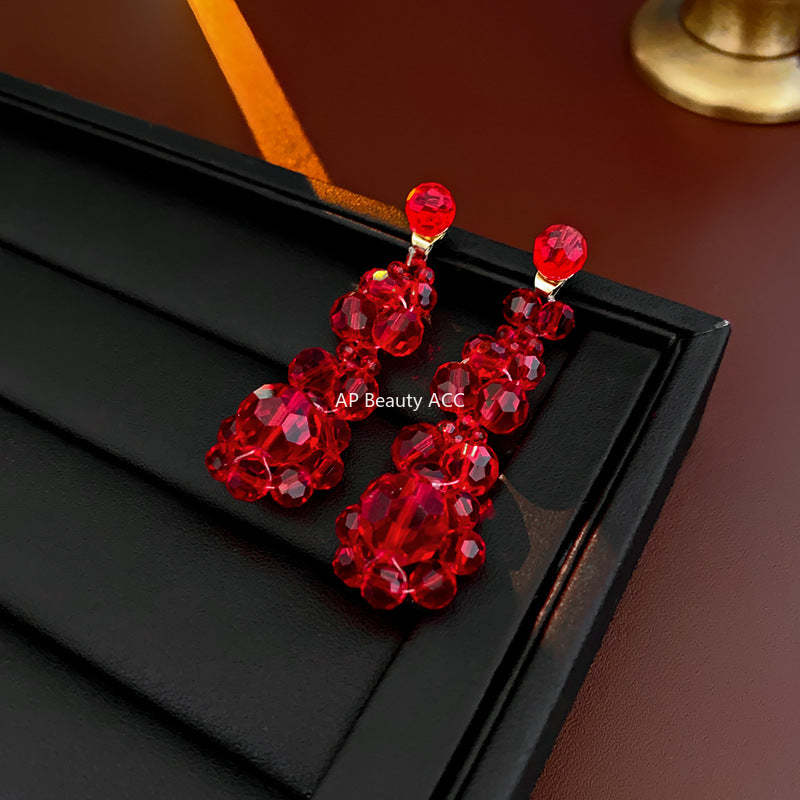 C관 - 불규칙 크리스탈 태슬 귀걸이 세련된 귀걸이 [E18433] 24.01-3