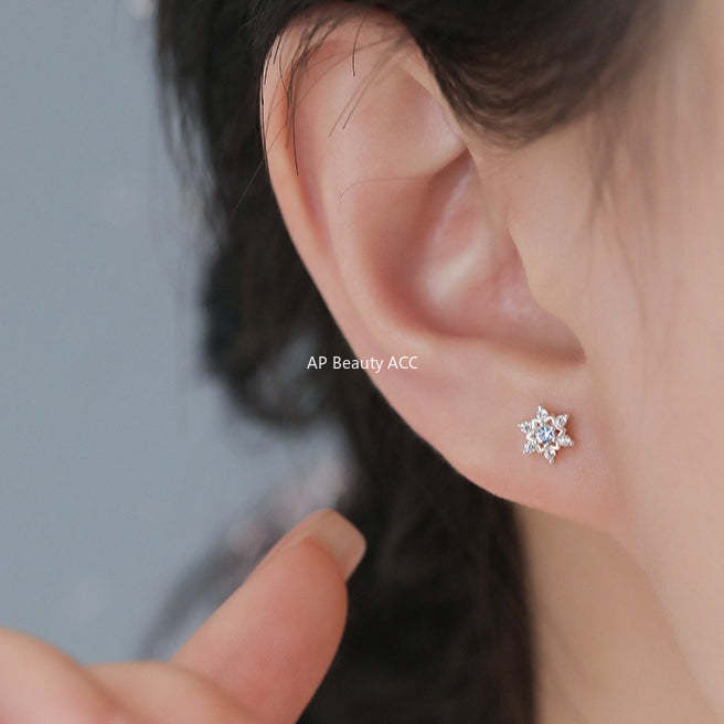 B관 - 999 실버 눈꽃 모양 귀걸이 [YC9912E_1] 25.12-2