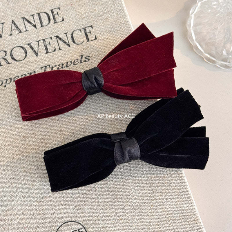 E관 - 벨벳 리본 모양 바나나 집게핀 [27757] 25.12-1