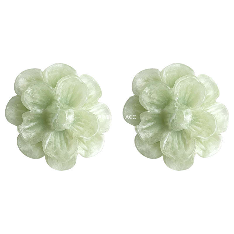 C관 - 민트 그린 장미꽃 디테일 14K 도금 귀걸이 [4372] 24.06-3