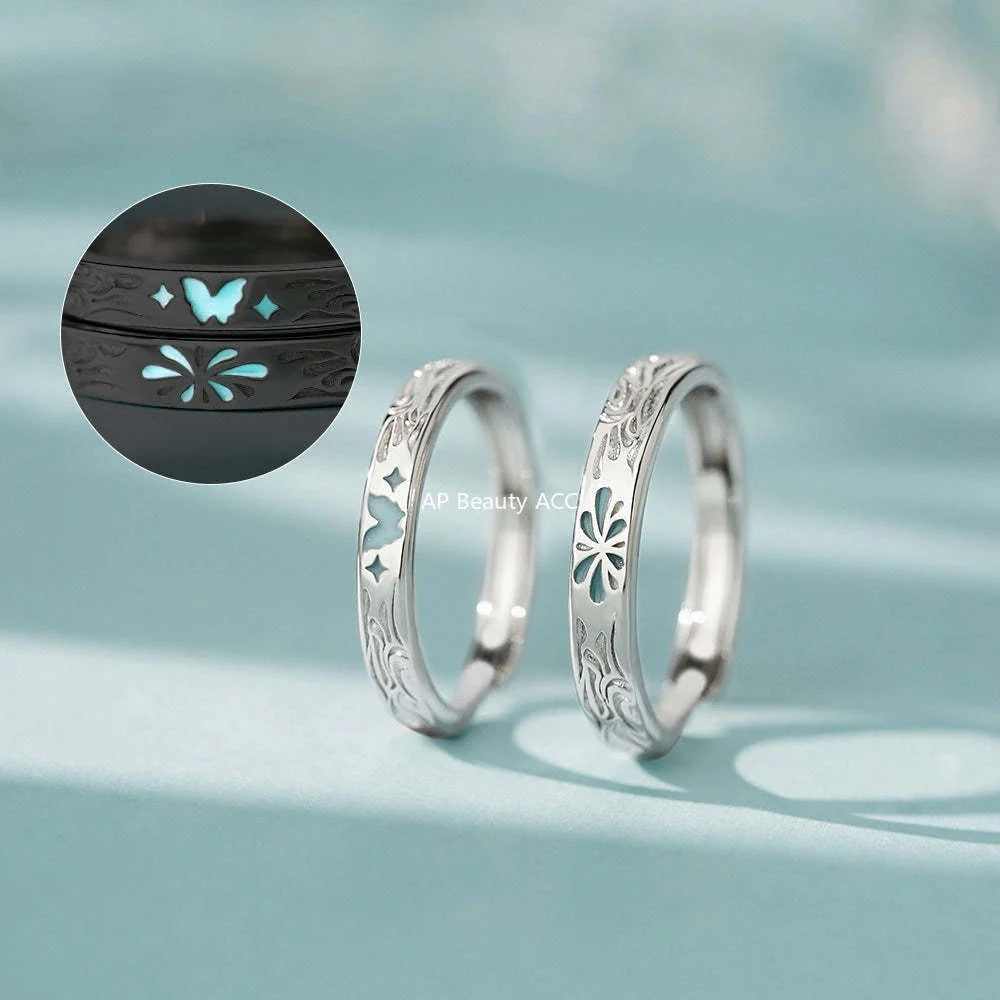 B관 - 999 실버 나비 야광 커플 반지 [YC4685R_1] 25.12-3