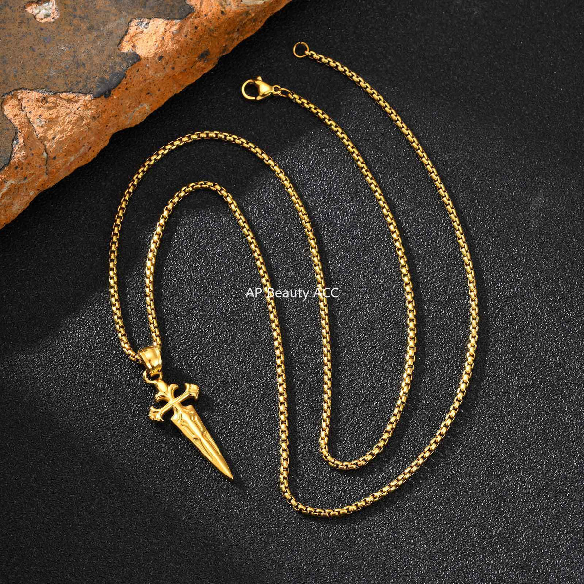 G관 - 스테인리스 검 모양 십자가 펜던트 목걸이 [PN-2241] 25.11-1