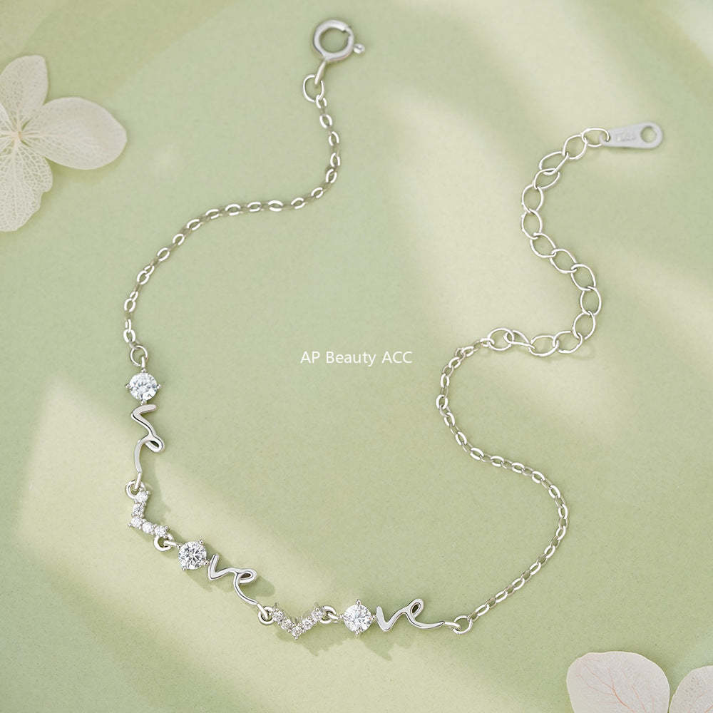 B관 - 925 실버 LOVE 이니셜 큐빅 목걸이 [YC4137SL_1] 25.12-3