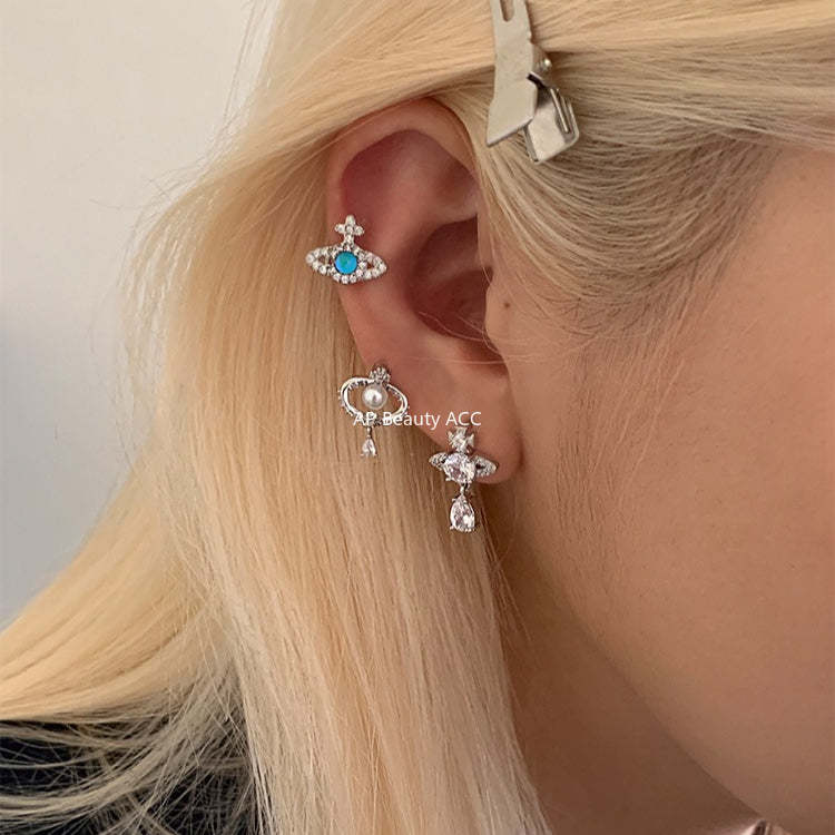 A관 - 큐빅 행성 티타늄 스틸 피어싱 귀걸이 [EH-4347] 25.12-1