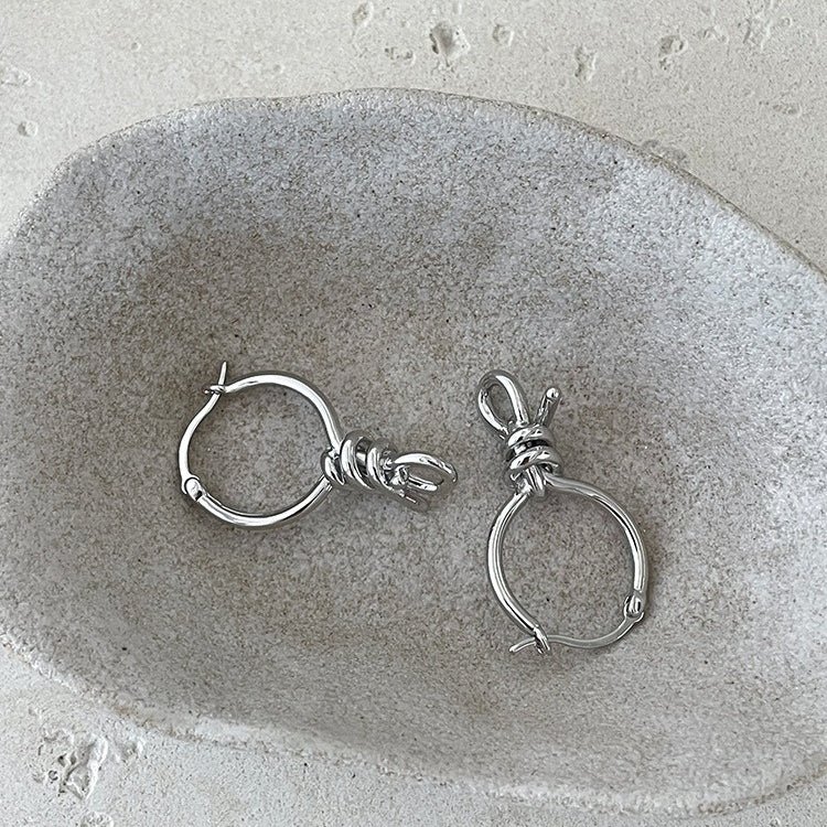 A관 - 링형 매듭 디자인 925 은침 귀걸이 [EH-4395] 25.12-2