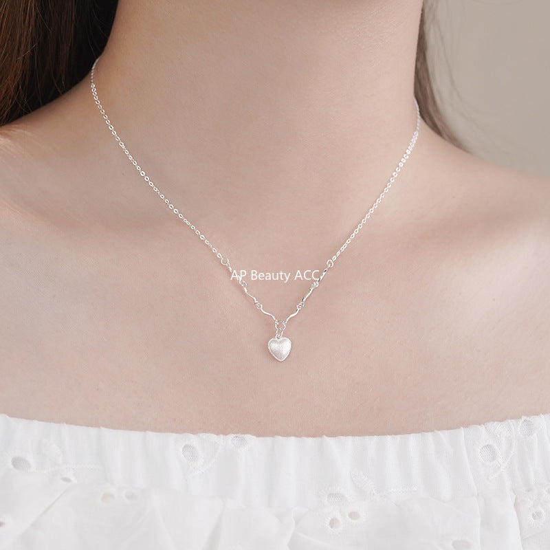 B관 - 999 실버 샌딩 하트 펜던트 목걸이 [YC2194N_1] 25.10-2