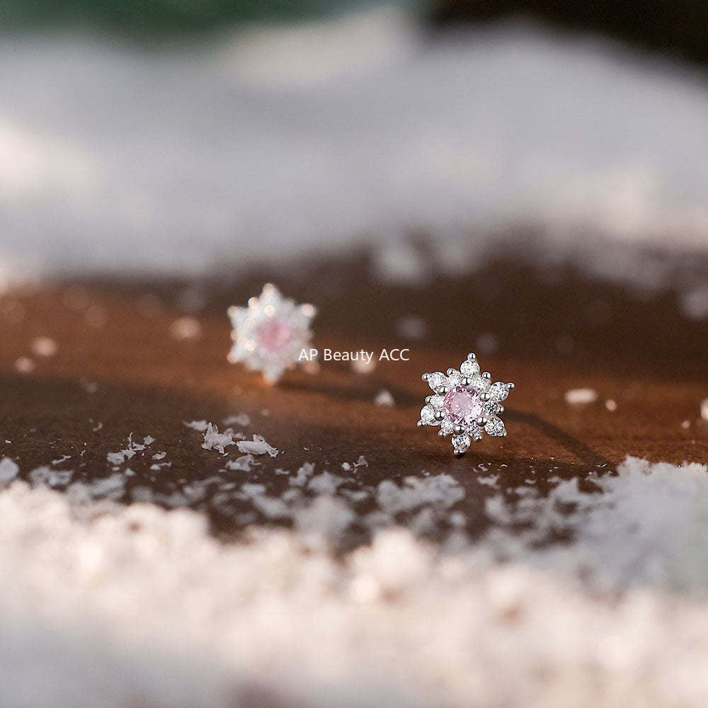 B관 - 999 실버 눈꽃 모양 큐빅 귀걸이 [YC5733E_2] 25.12-3