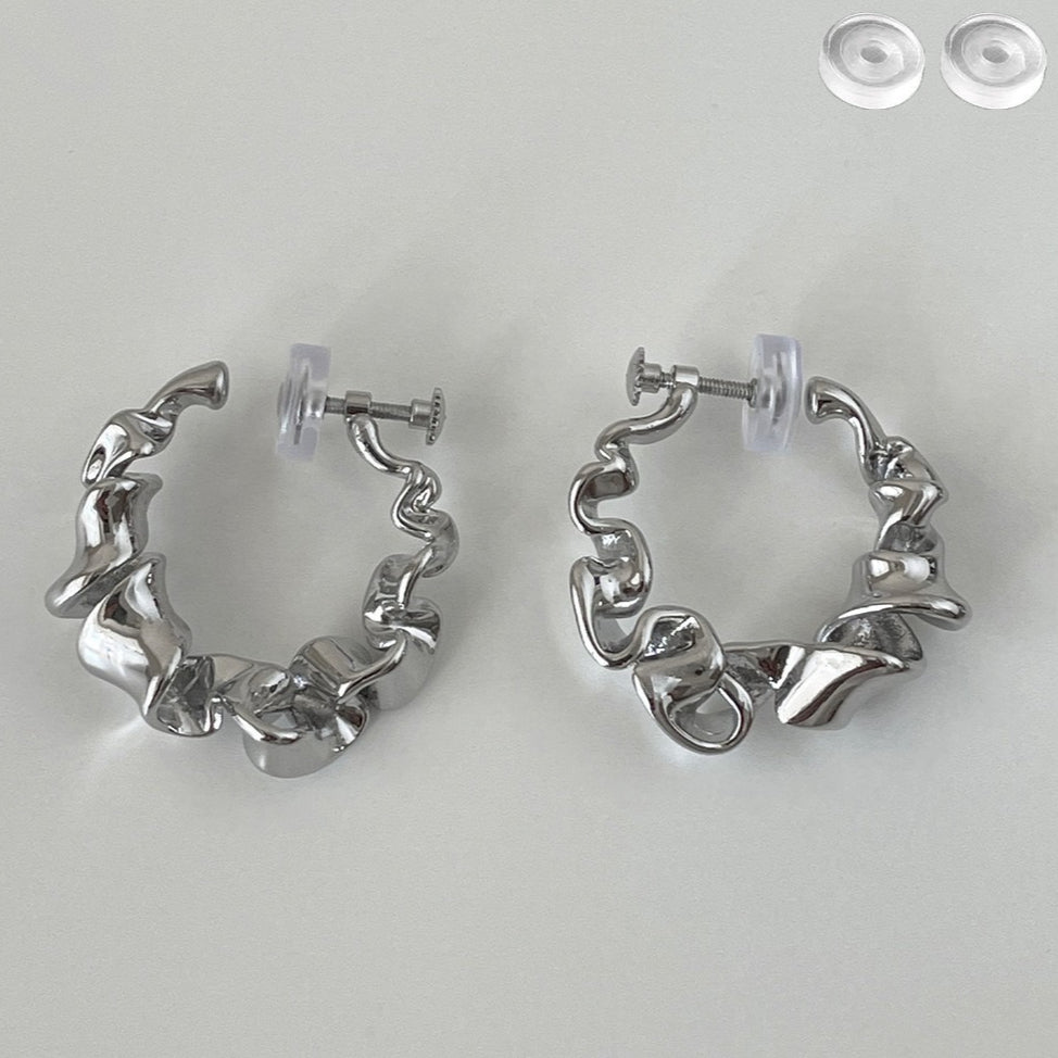 A관 - 비정형 크링클 주름 모양 귀찌 귀걸이 [EJ-59] 25.12-1