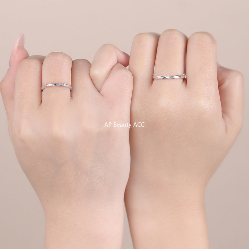 B관 - 999 실버 뫼비우스 큐빅 디자인 커플 반지 [YC5051R_1] 25.11-1