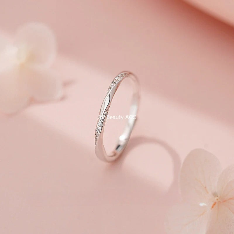 B관 - 999 실버 뫼비우스 큐빅 디자인 커플 반지 [YC5051R_1] 25.11-1