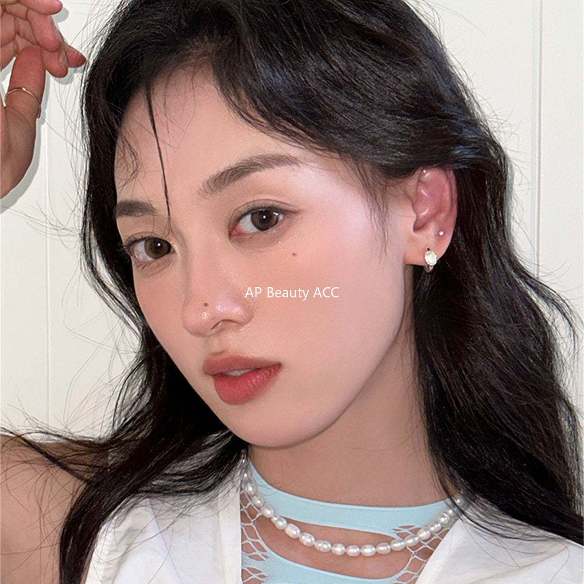 A관 - 925 은침 하트 문스톤 큐빅 귀걸이 [EH-3704] 25.06-4
