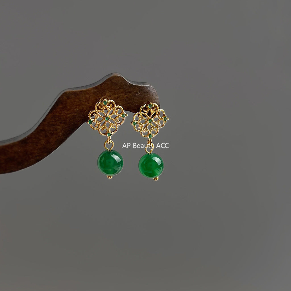 C관 - 925 은침 미니 큐빅 그린 오닉스 핸드메이드 귀걸이 [7068] 25.11-2