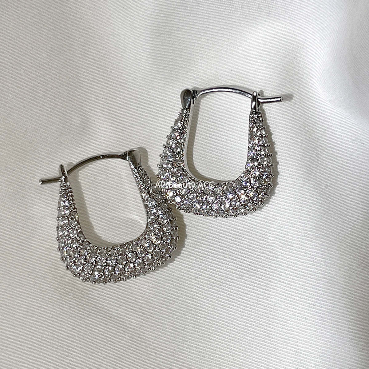A관 - 925 은침 주머니 디자인 큐빅 후프 귀걸이 [EH-4072] 25.09-4