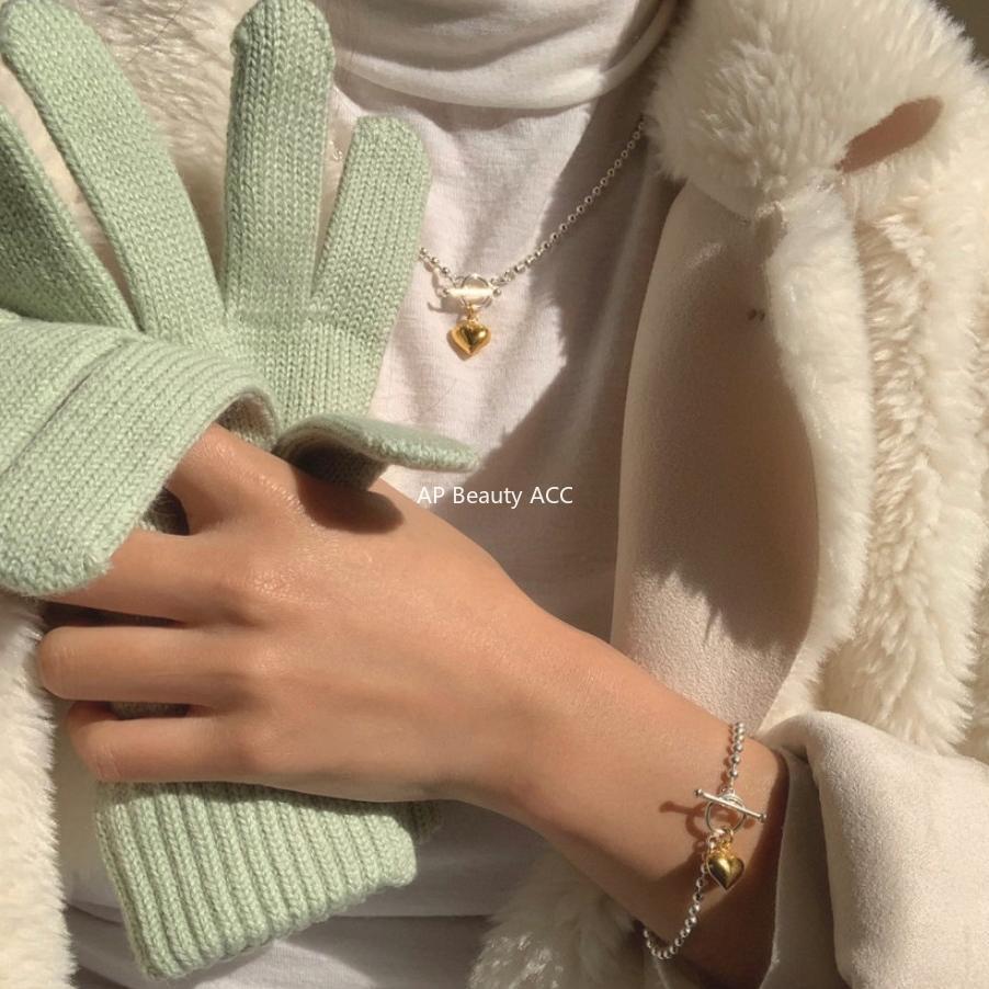 F관 - 925 실버 라운드 비즈 하트 OT고리 팔찌 [A323] 25.11-2