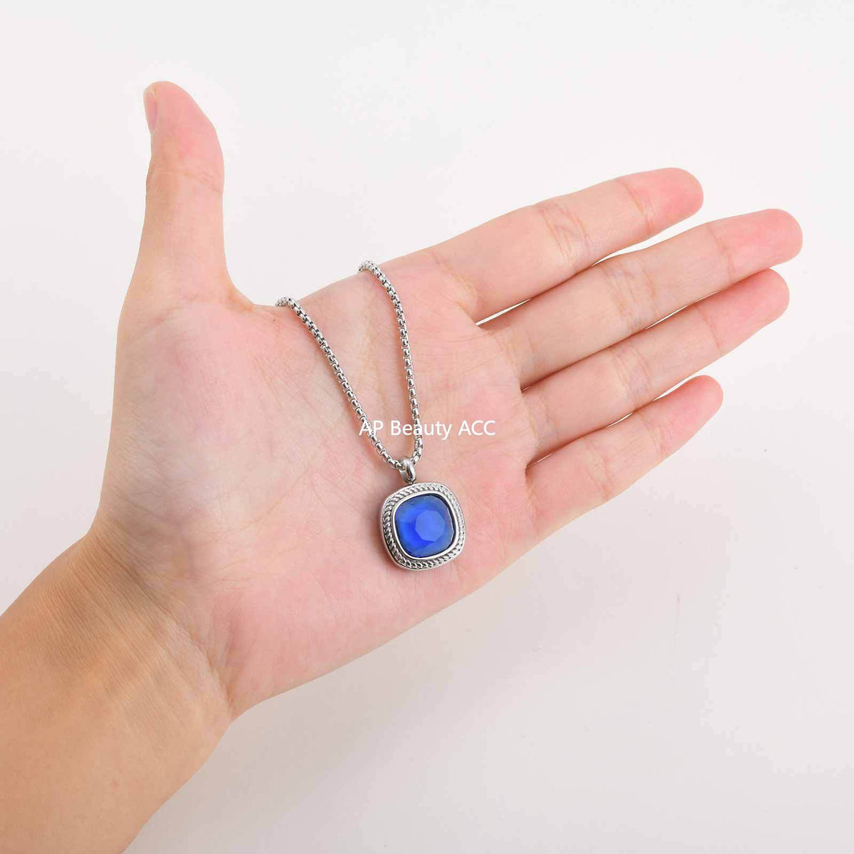 G관 - 스테인리스 스틸 사각 컷면 펜던트 목걸이 [NC-353] 25.11-1