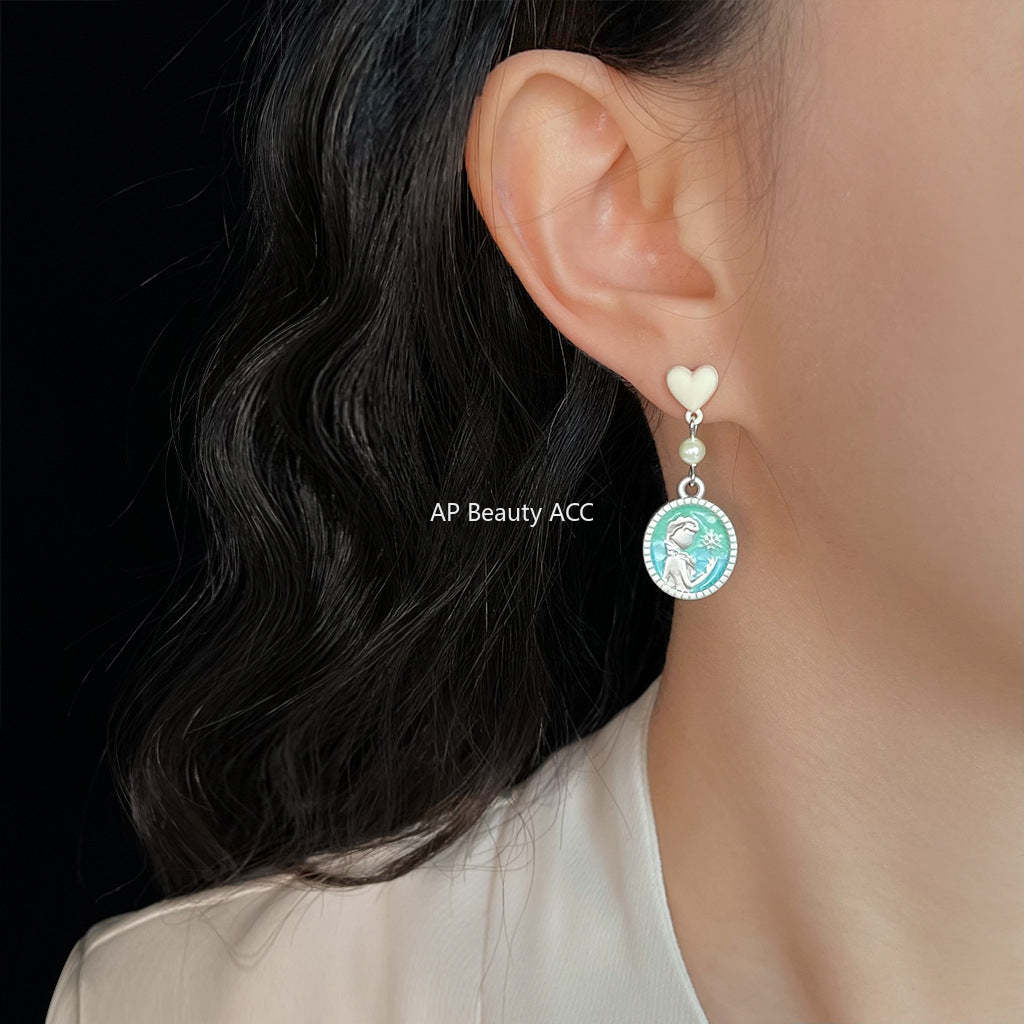 C관 - 하트 캐릭터 펜던트 925 은침 귀걸이 [6507-6508] 25.08-1