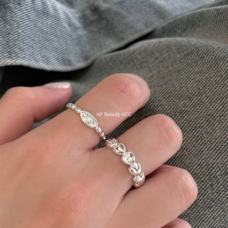 A관 - 925 실버 하트 별 큐빅 오픈형 반지 [JZ-0719] 25.11-1