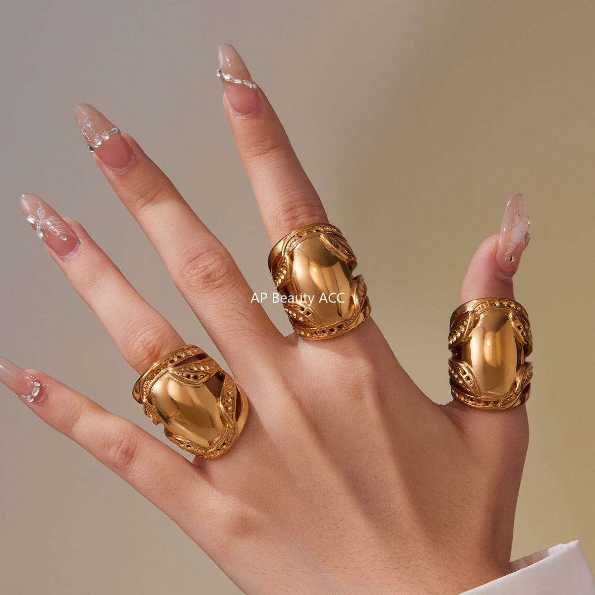 D관 - 18K 골드 도금 스테인리스 스틸 볼드 반지 [A677] 25.10-1
