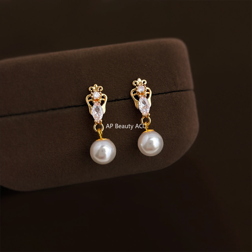 C관 - 핸드메이드 925 은침 큐빅 진주 귀걸이 [6889] 25.10-3