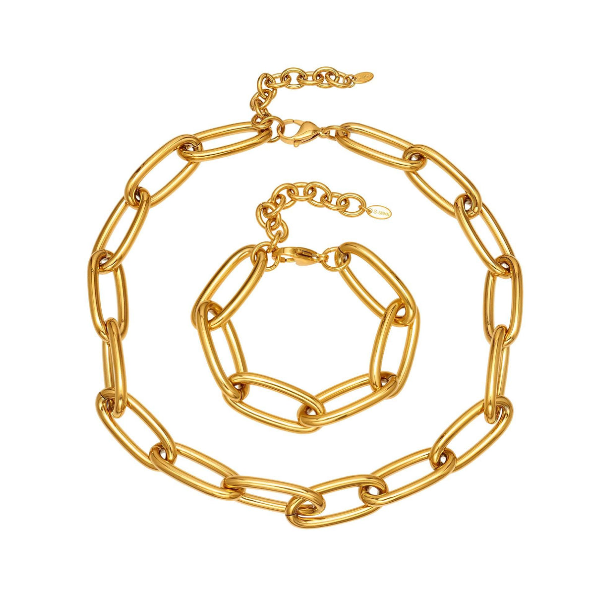 D관 - 체인 디자인 스테인리스 스틸 목걸이 팔찌 [TXP468-TXE468] 25.11-3