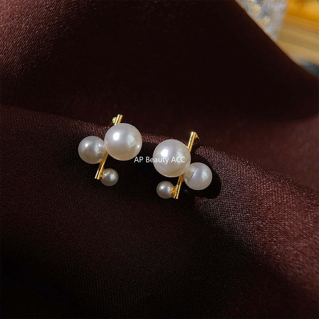 C관 - 개성 있는 작은 진주 기하학 14K 도금 인스타 감성 귀걸이 [3780] 24.04-3