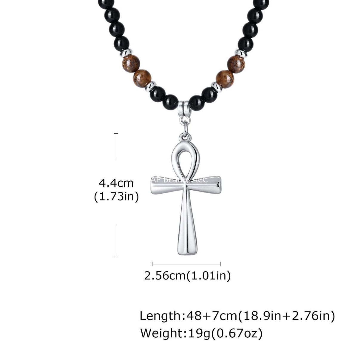 G관 - 스테인리스 스틸 십자가 펜던트 아크릴 호안석 비즈 목걸이 [NC-1700] 25.12-2