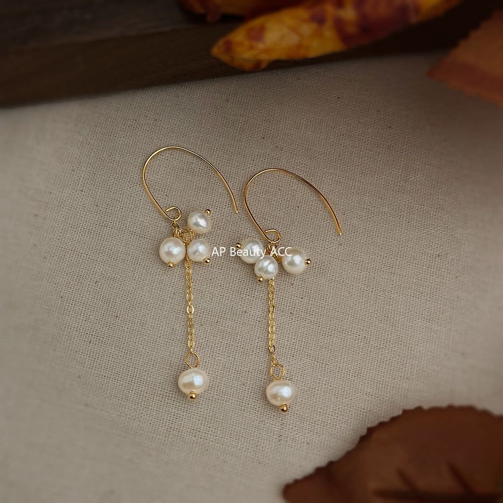 C관 - 핸드메이드 담수진주 핸드메이드 롱 드롭 귀걸이 [6499] 25.10-3