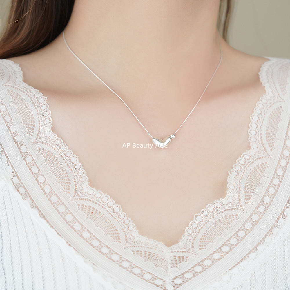 B관 - 925 실버 하트 실버 볼 펜던트 목걸이 [YC2177N_1] 25.12-3