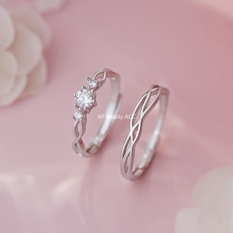 B관 - 999 실버 라인 큐빅 커플 반지 [YC3738R_1] 25.10-1