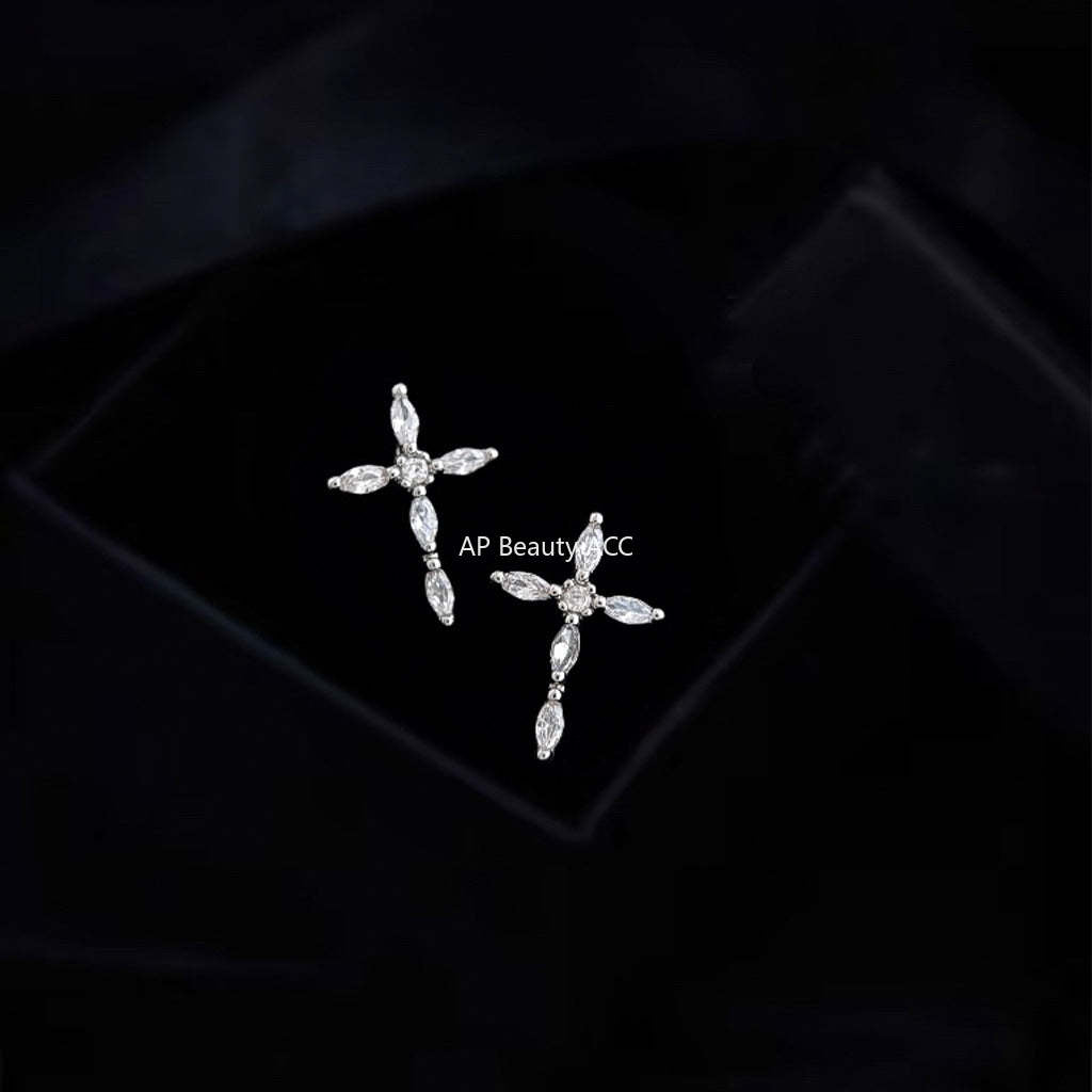 C관 - 큐빅 십자가 심플 귀걸이 [5473] 25.02-2