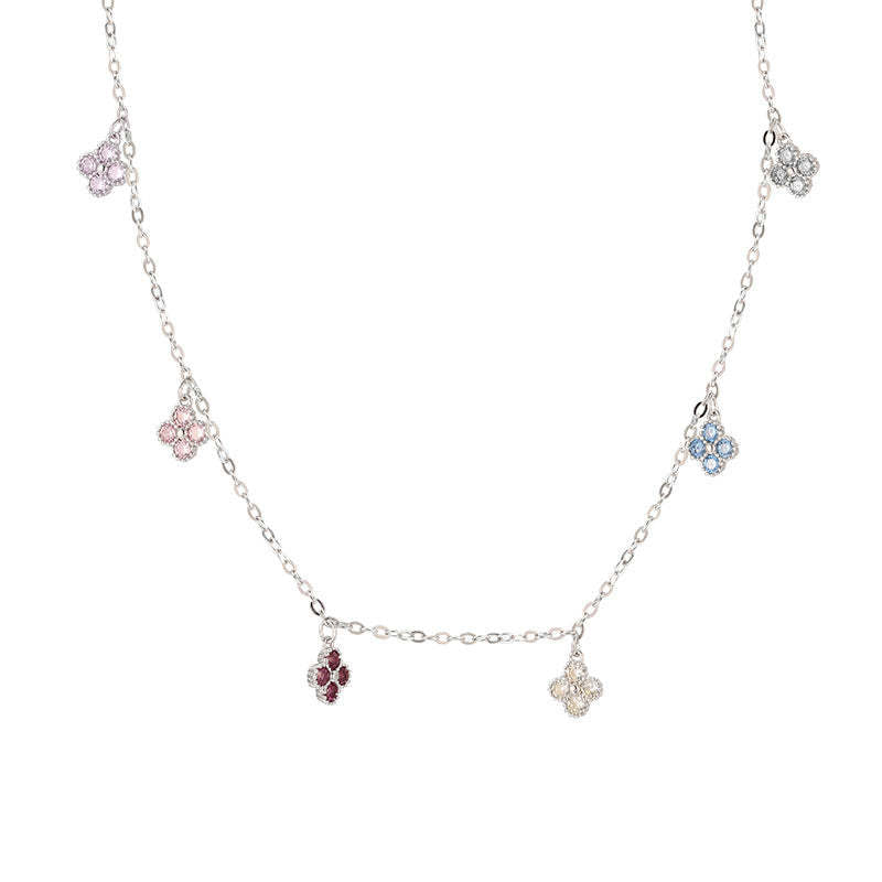 A관 - 네잎클로버 모양 컬러 큐빅 펜던트 목걸이 [XL-1214] 25.12-2