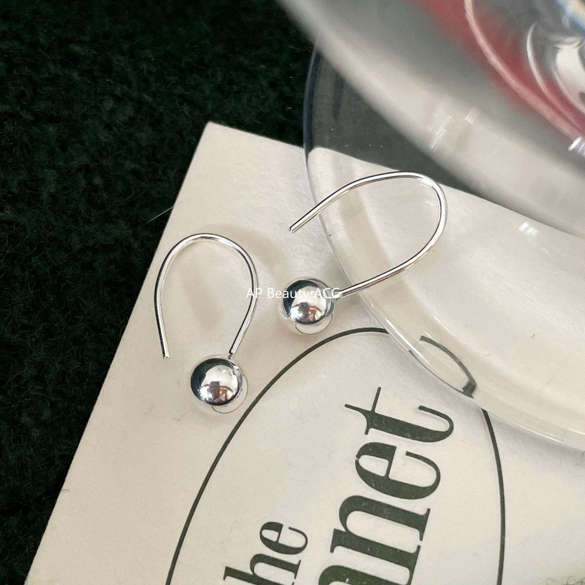 F관 - 925 실버 비즈 볼 후크 귀걸이 [C883] 25.12-1